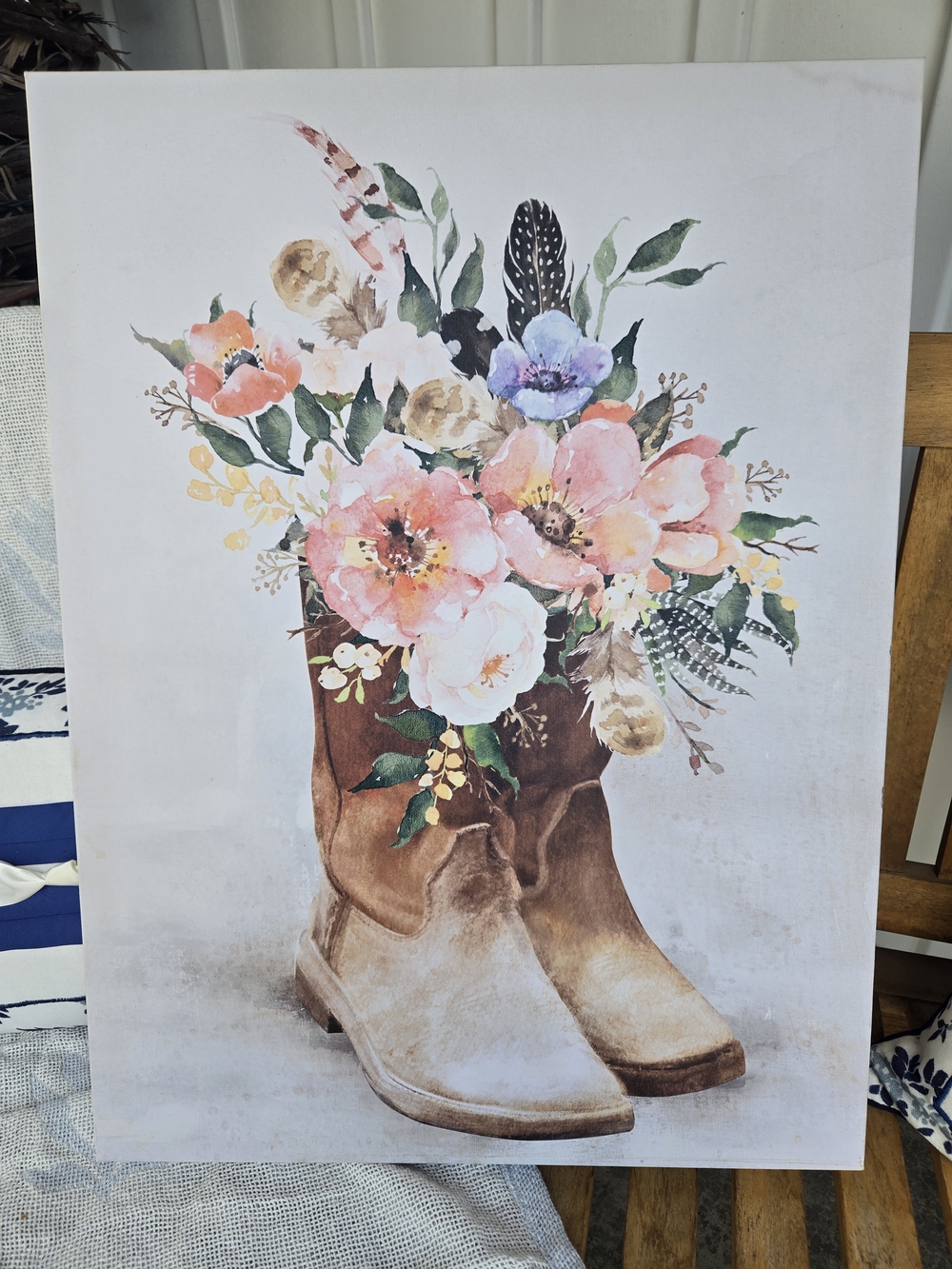 The Spring Shop Floral Cowgirl Boots Wall Art - New With Tags!